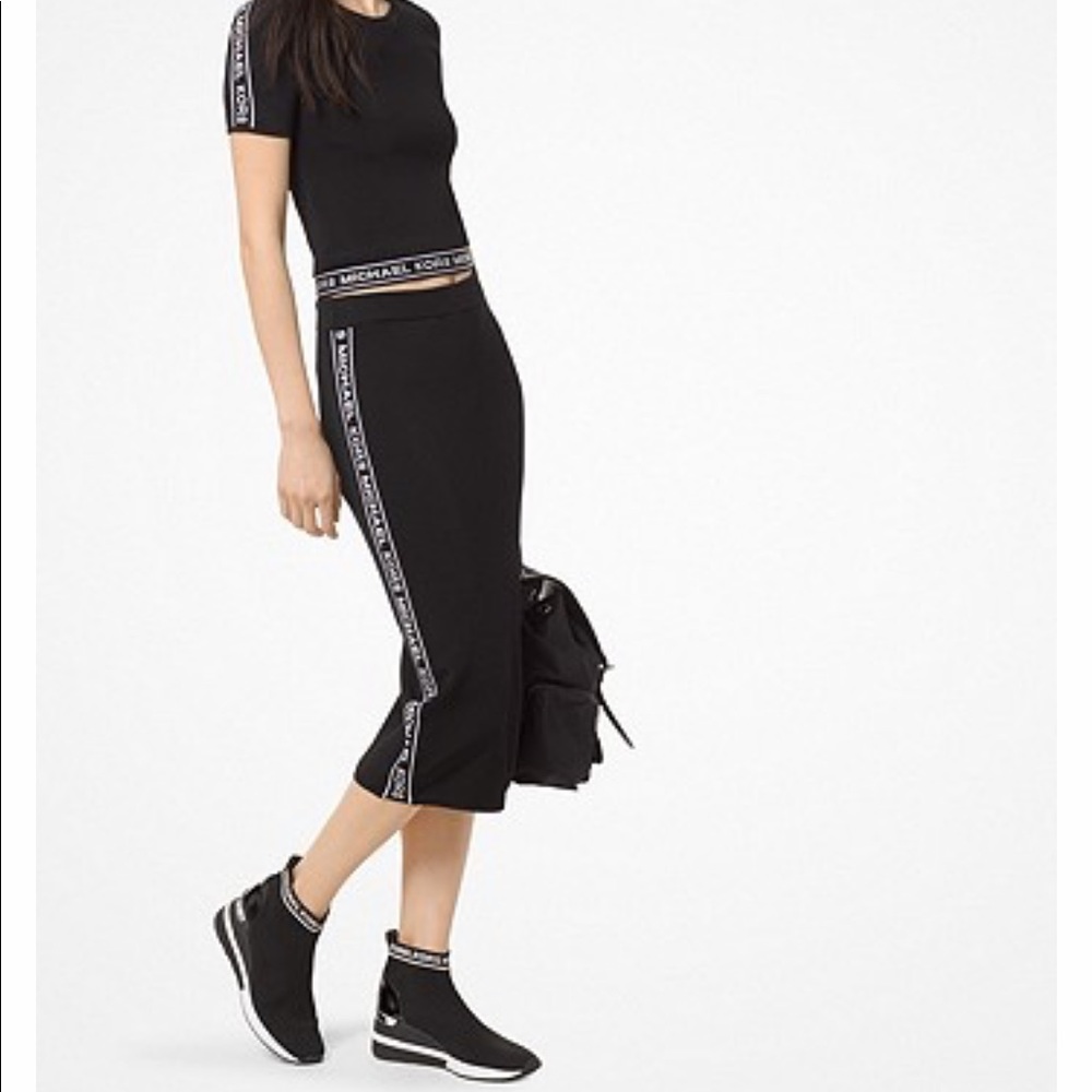 Michael Kors Logo Tape Stretch Pencil Skirt